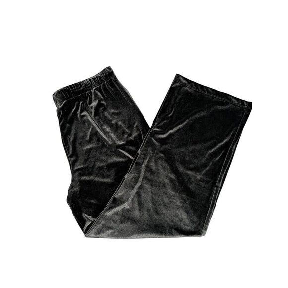 NWT Meg & Margot Black Velvet Pull on Straight Leg Pants Women’s Size Large - Picture 1 of 7